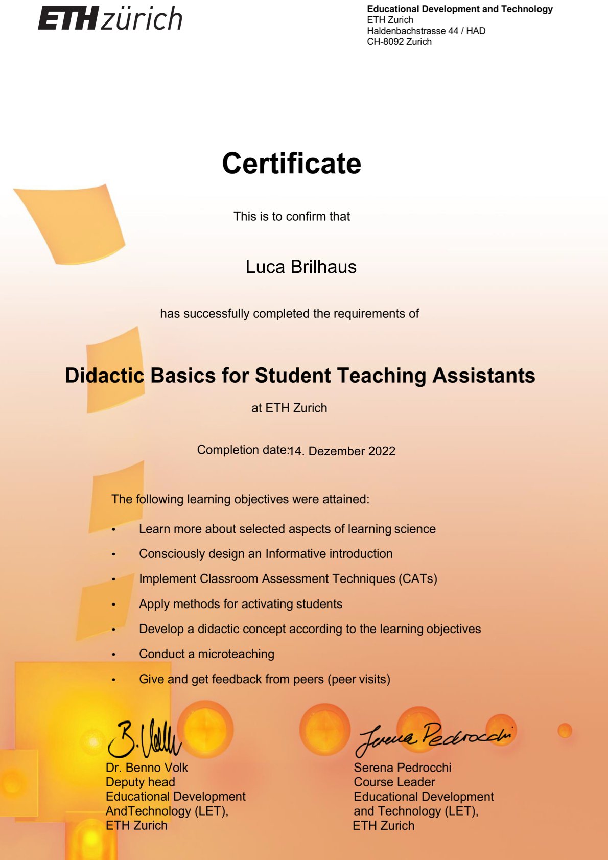 Illustration TA Certificate